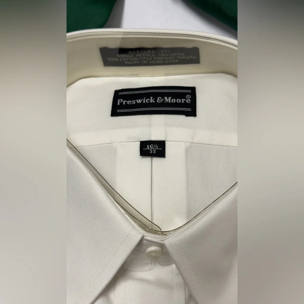 Preswick & Moore Men's Cream Dress Shirt with Point Collar - Picture 3 of 6